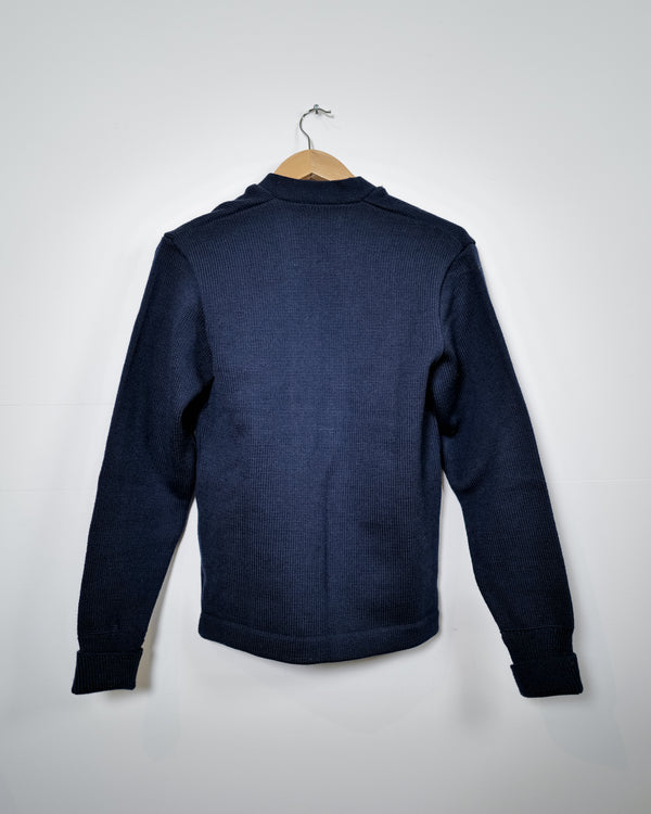 Vintage Wool Zip Sweater Jacket - Navy