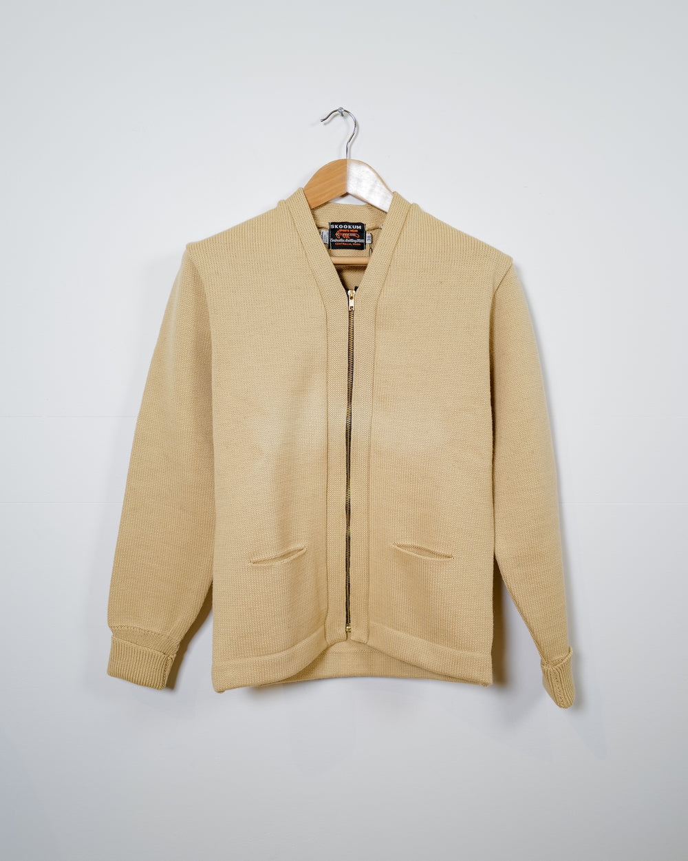 Vintage Wool Zip Sweater Jacket - Beige