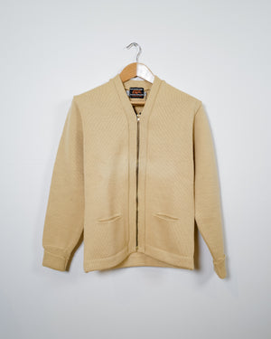 Vintage Wool Zip Sweater Jacket - Beige