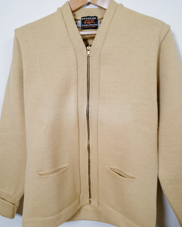 Vintage Wool Zip Sweater Jacket - Beige