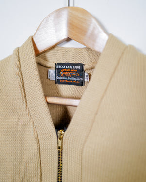 Vintage Wool Zip Sweater Jacket - Beige