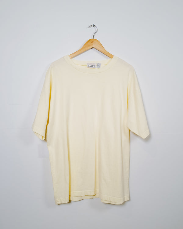 Vintage Basic Soft Yellow Cotton T-shirt
