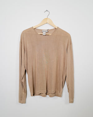 Vintage Taupe Silk Long Sleeve