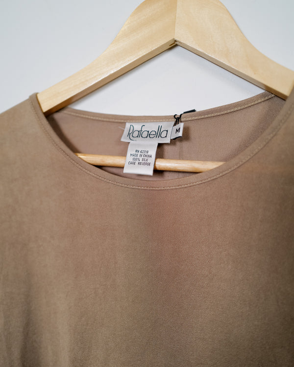 Vintage Taupe Silk Long Sleeve