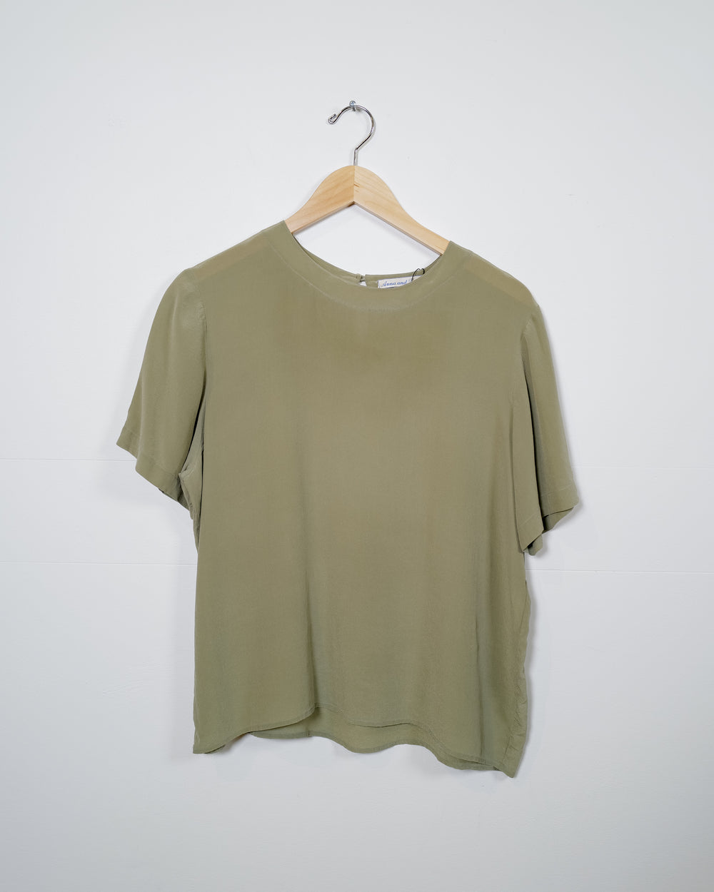 Vintage Olive Silk Top