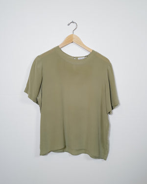 Vintage Olive Silk Top