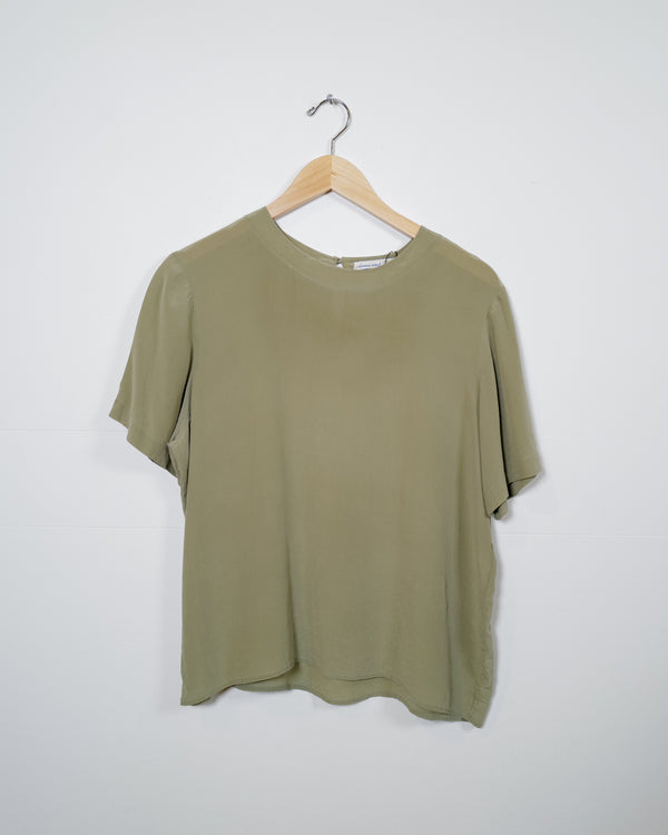 Vintage Olive Silk Top