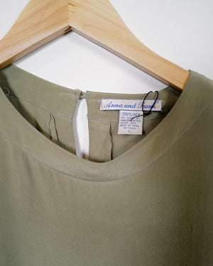 Vintage Olive Silk Top