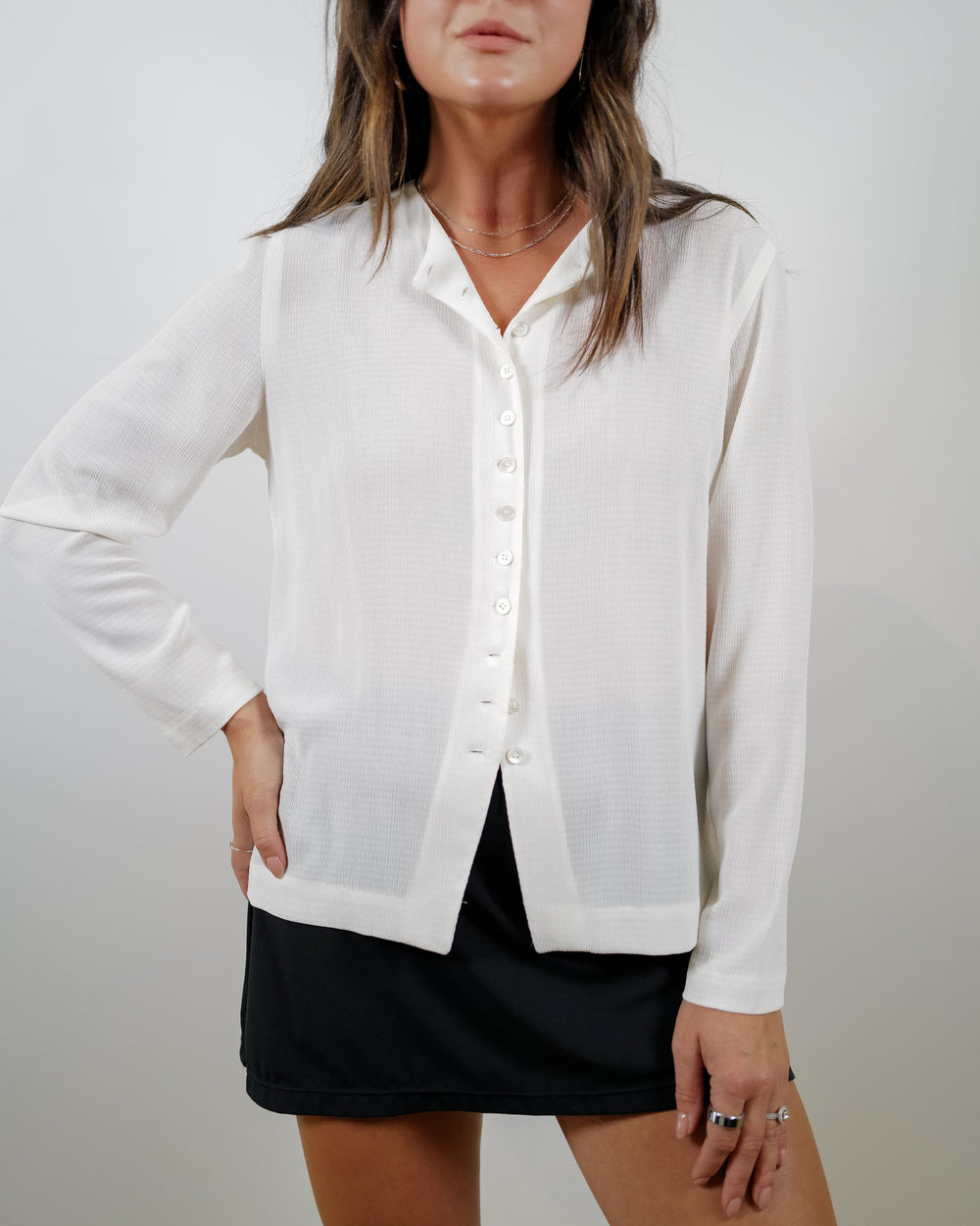 Vintage Button White Blouse