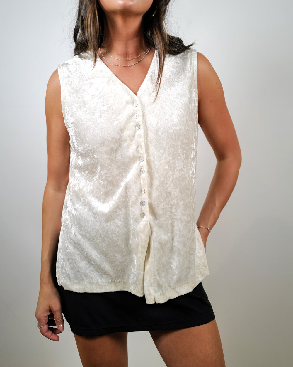 Vintage Velvet Sleeveless Top