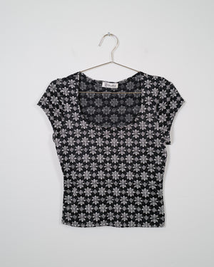 Vintage 90s Metallic Floral Shirt