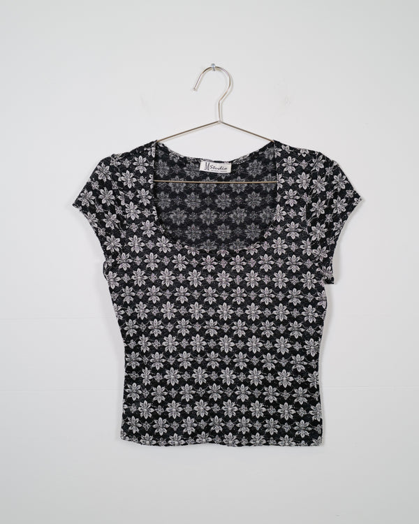 Vintage 90s Metallic Floral Shirt