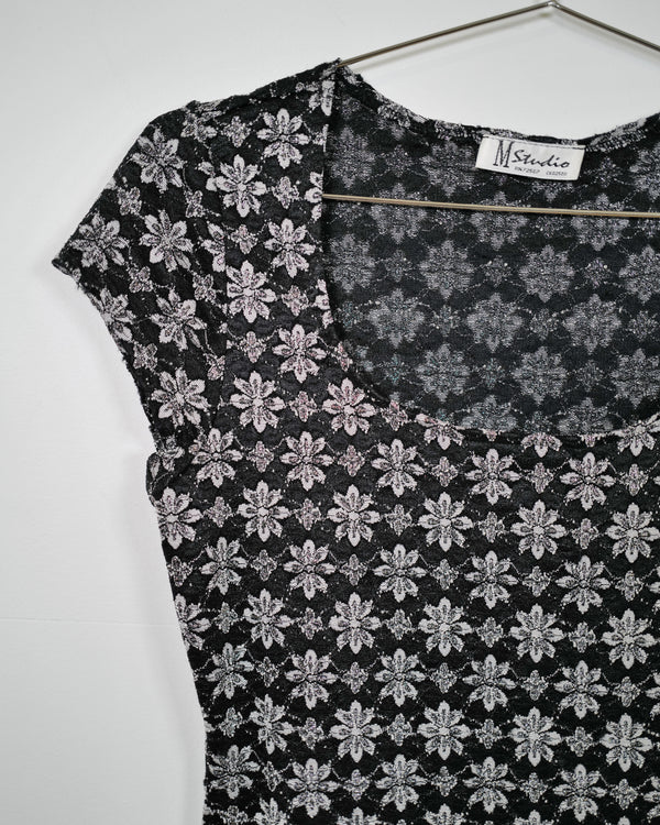 Vintage 90s Metallic Floral Shirt