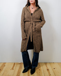 Vintage Knit Long Hooded Cardigan