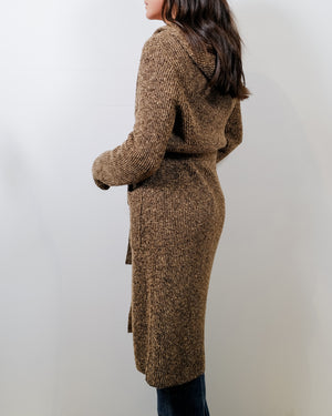 Vintage Knit Long Hooded Cardigan