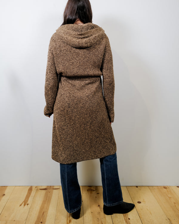 Vintage Knit Long Hooded Cardigan