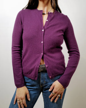 TSE Classic Cashmere Cardigan - Plum