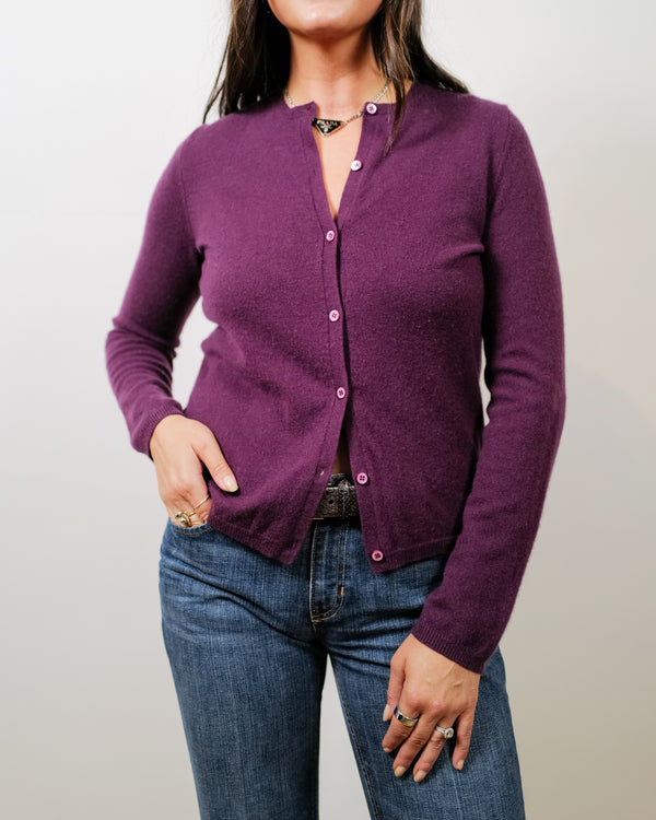TSE Classic Cashmere Cardigan - Plum