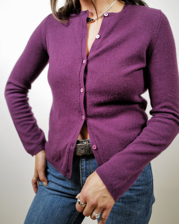 TSE Classic Cashmere Cardigan - Plum