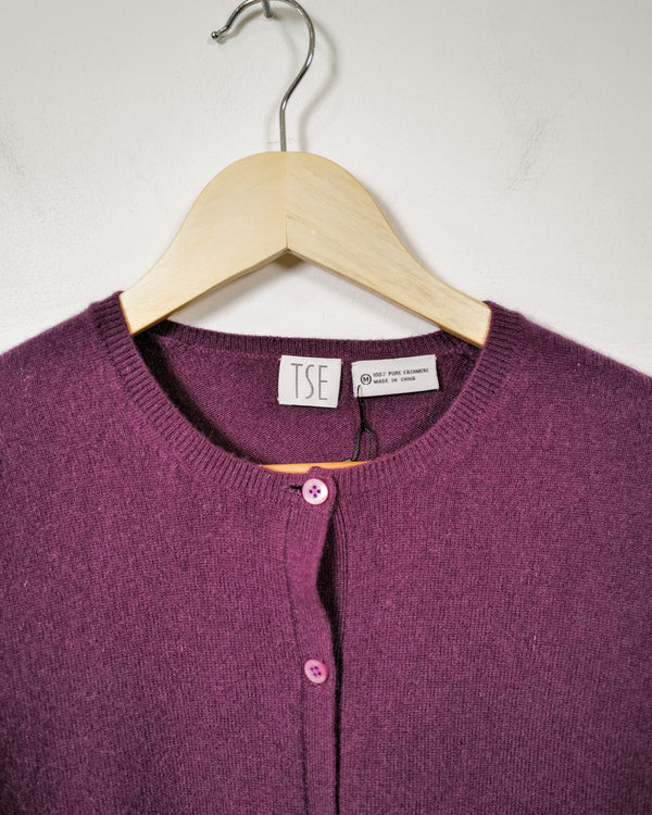 TSE Classic Cashmere Cardigan - Plum