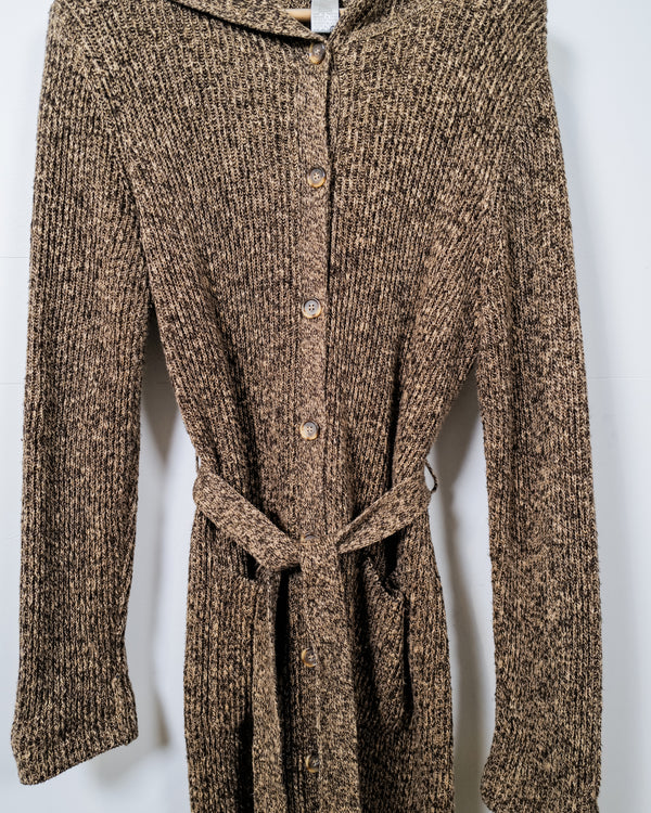 Vintage Knit Long Hooded Cardigan