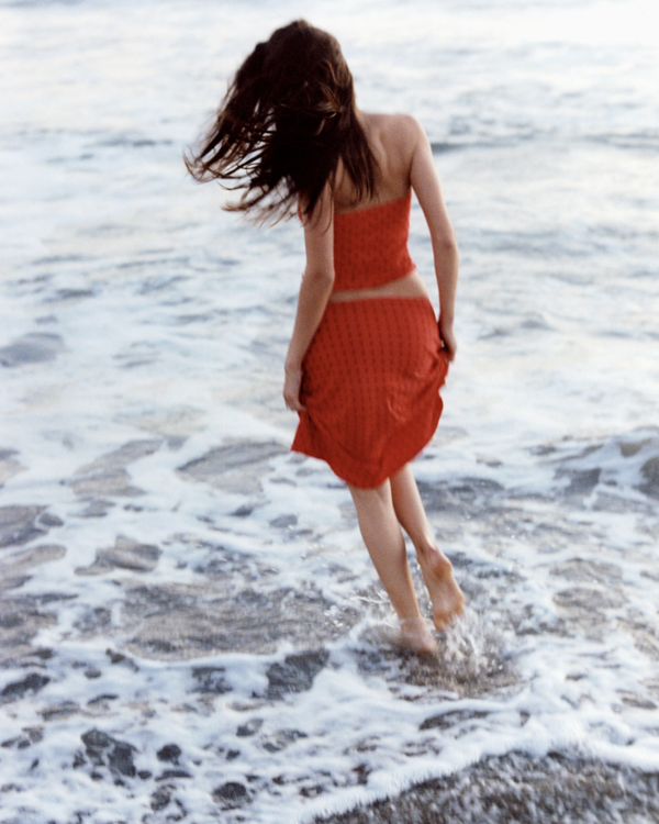Bias Midi Slip Skirt - Chili Pepper