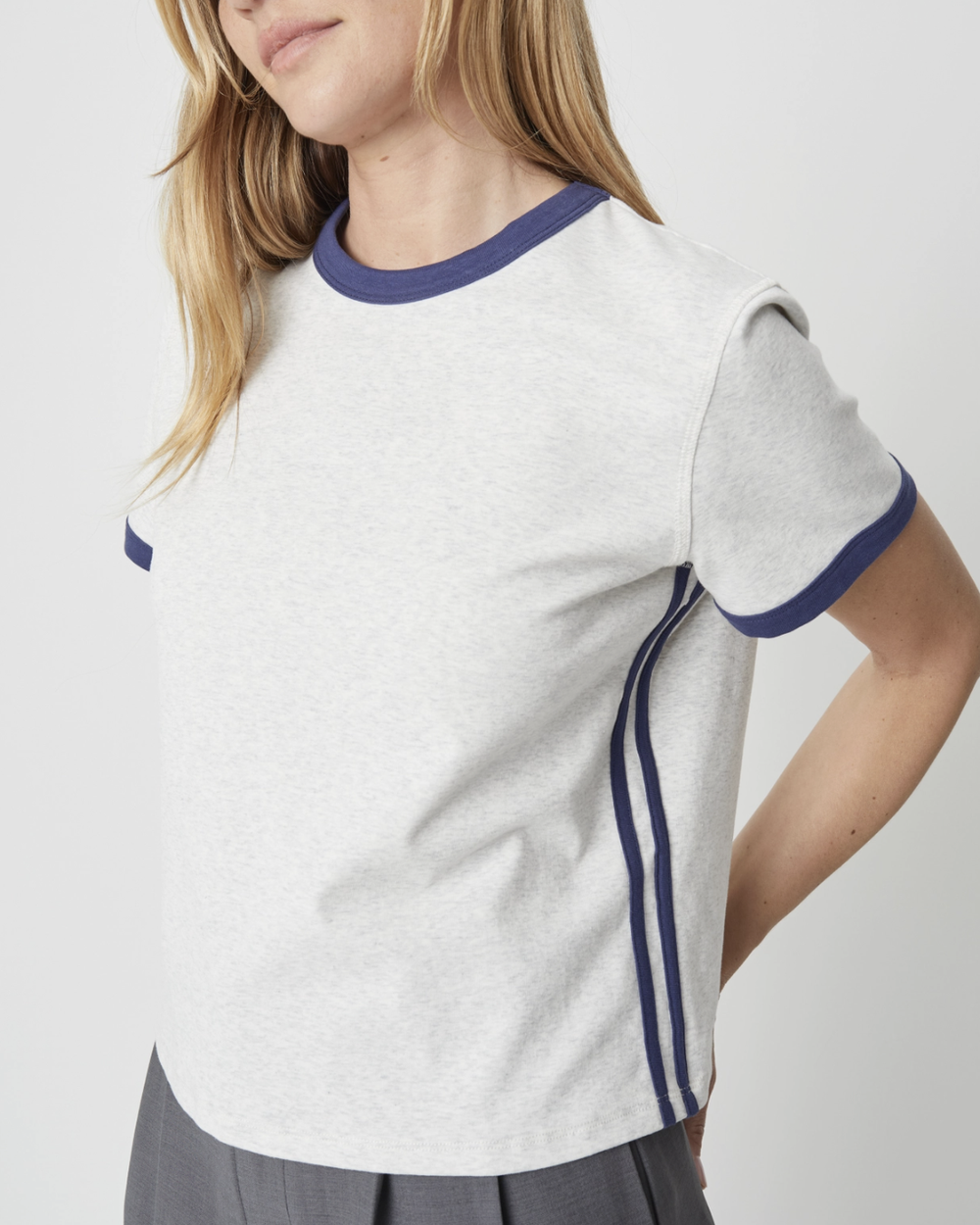 The Cait Top - Gray/Navy