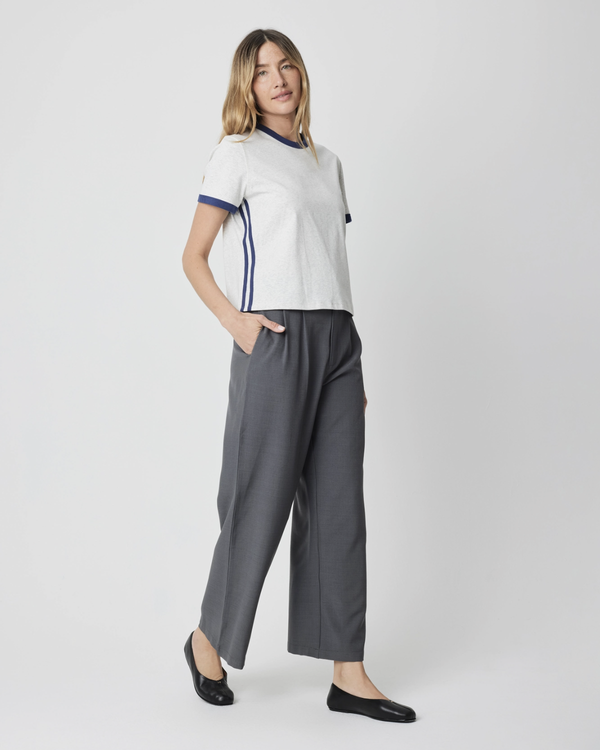 The Cait Top - Gray/Navy
