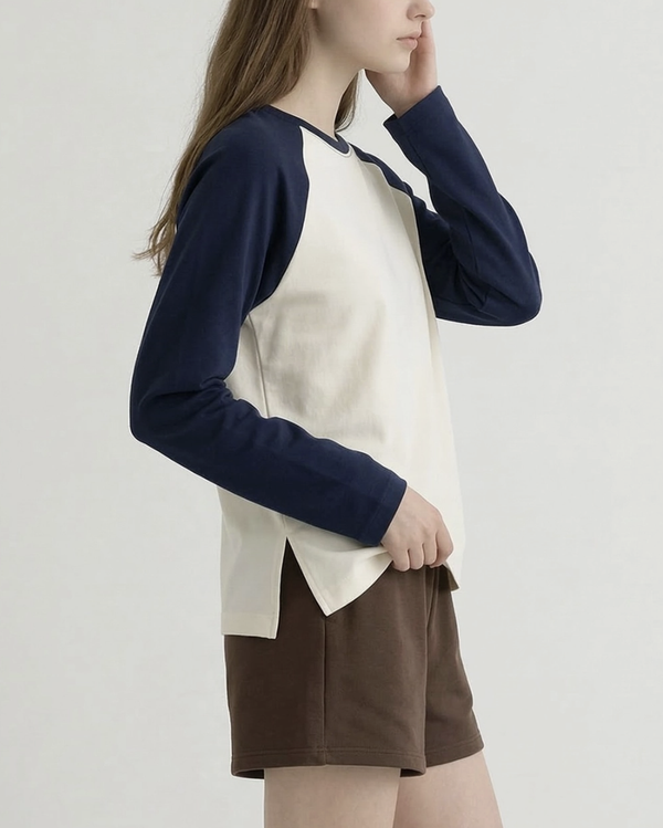 The Long Sleeve Ragland Tee - Navy
