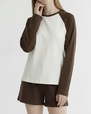 The Long Sleeve Ragland Tee - Brown