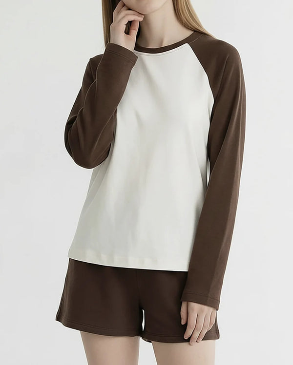 The Long Sleeve Ragland Tee - Brown