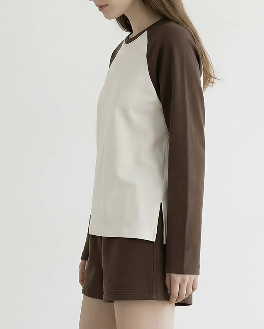 The Long Sleeve Ragland Tee - Brown