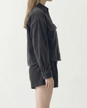 Corduroy Cropped Shirt - Ash