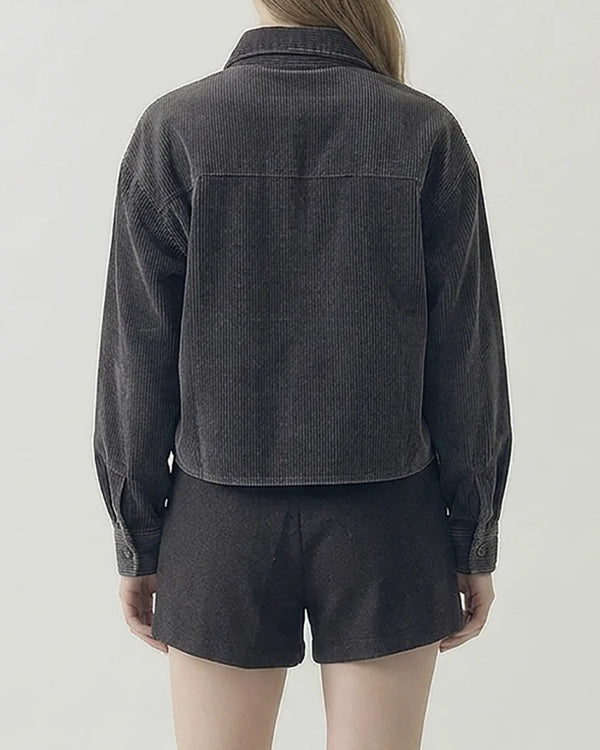 Corduroy Cropped Shirt - Ash