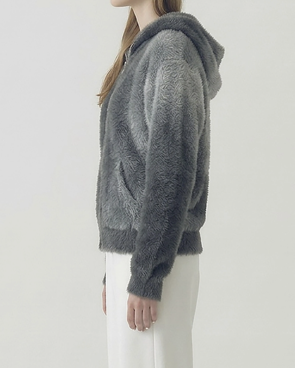 Ombre Zip-Up Hooded Sweater Jacket