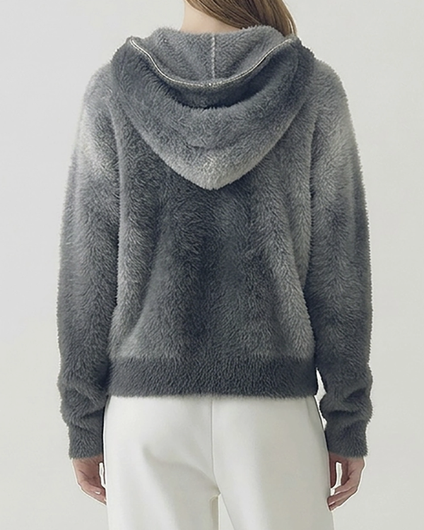 Ombre Zip-Up Hooded Sweater Jacket
