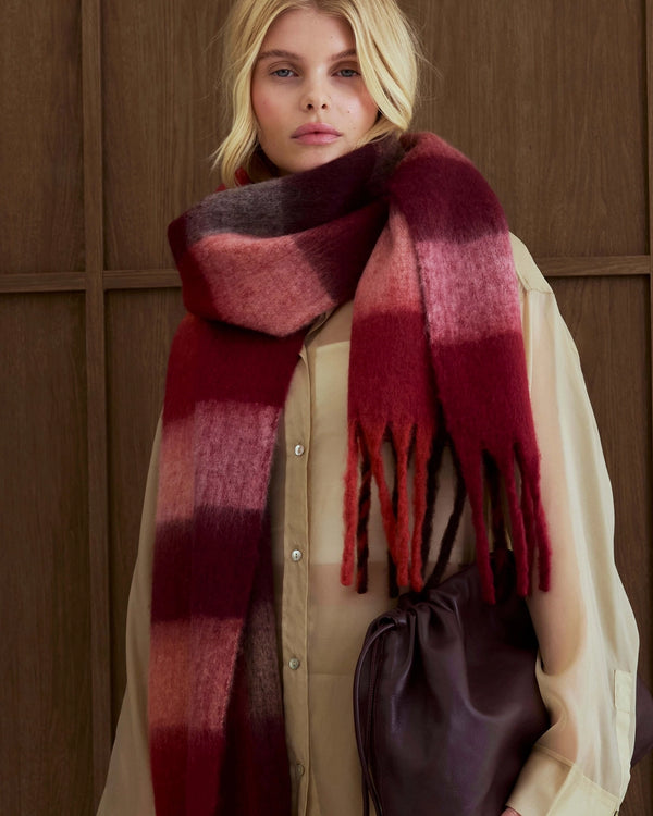 The Reykjavik Scarf - Burgundy Check