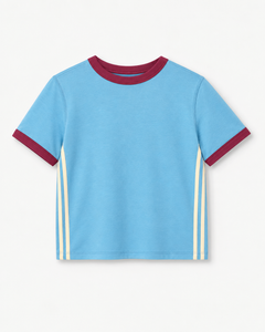 The Cait Top - Blue/Burgundy/Cream
