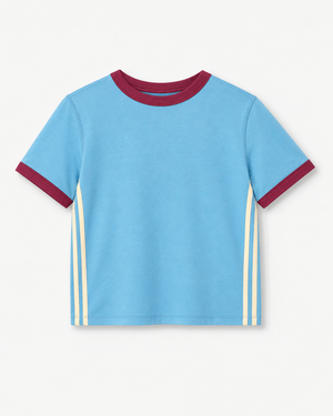 The Cait Top - Blue/Burgundy/Cream