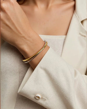 Rivoli Crossover Two Tone Cuff Bracelet