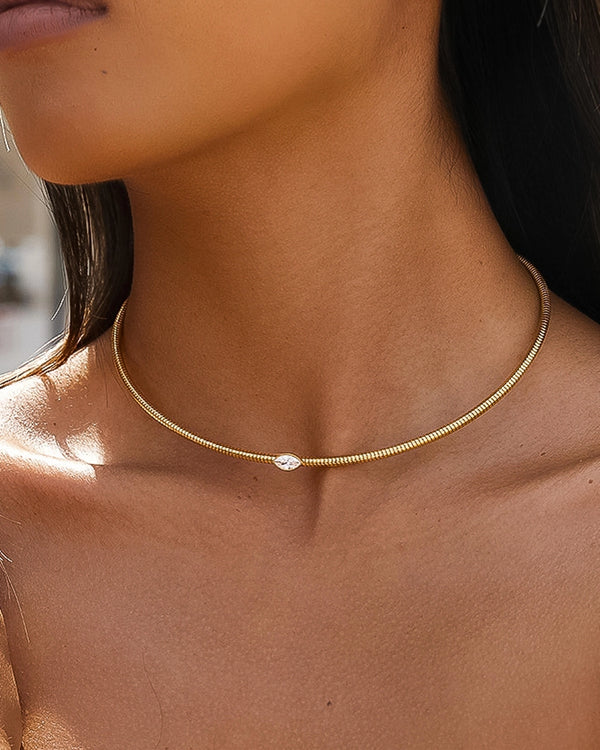 Olwen Marquise Snake Chain Necklace