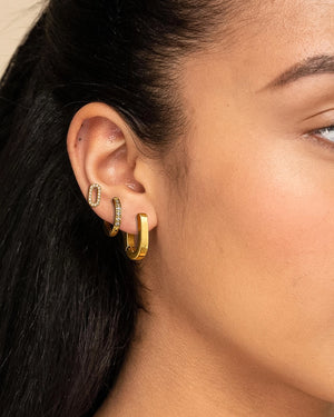 Set of Three Earrings: Hoops and Oval Stud