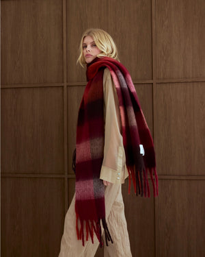 The Reykjavik Scarf - Burgundy Check