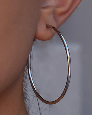 Classic Thin Hoop Earrings - Silver