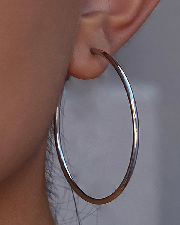 Classic Thin Hoop Earrings - Silver