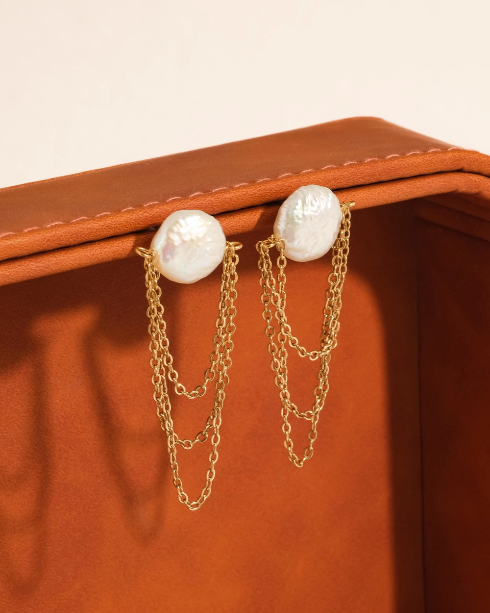 Baroque Pearl Chain Earrings