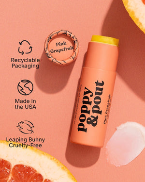 Poppy & Pout Lip Balm: Pink Grapefruit