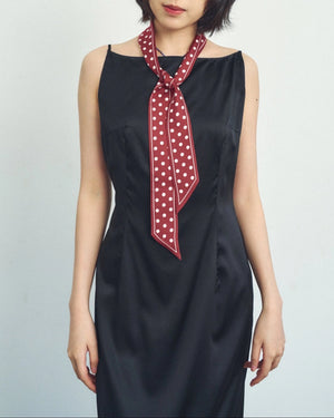 "Retro Polka" Silk Skinny Scarf