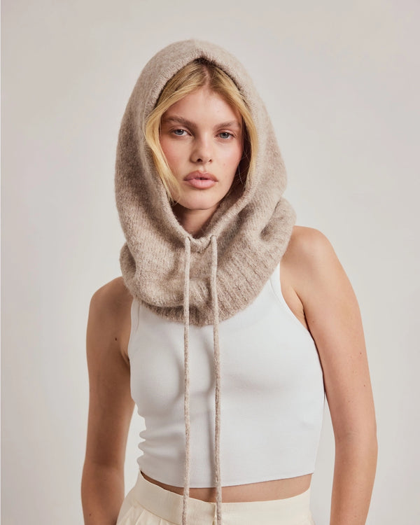 Alpaca Hood with Drawstrings