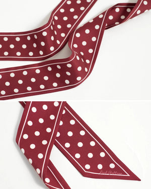 "Retro Polka" Silk Skinny Scarf